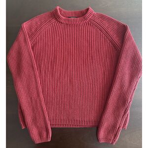 Quince Fisherman Sweater Crew Deep Red Med 100% Organic Cotton